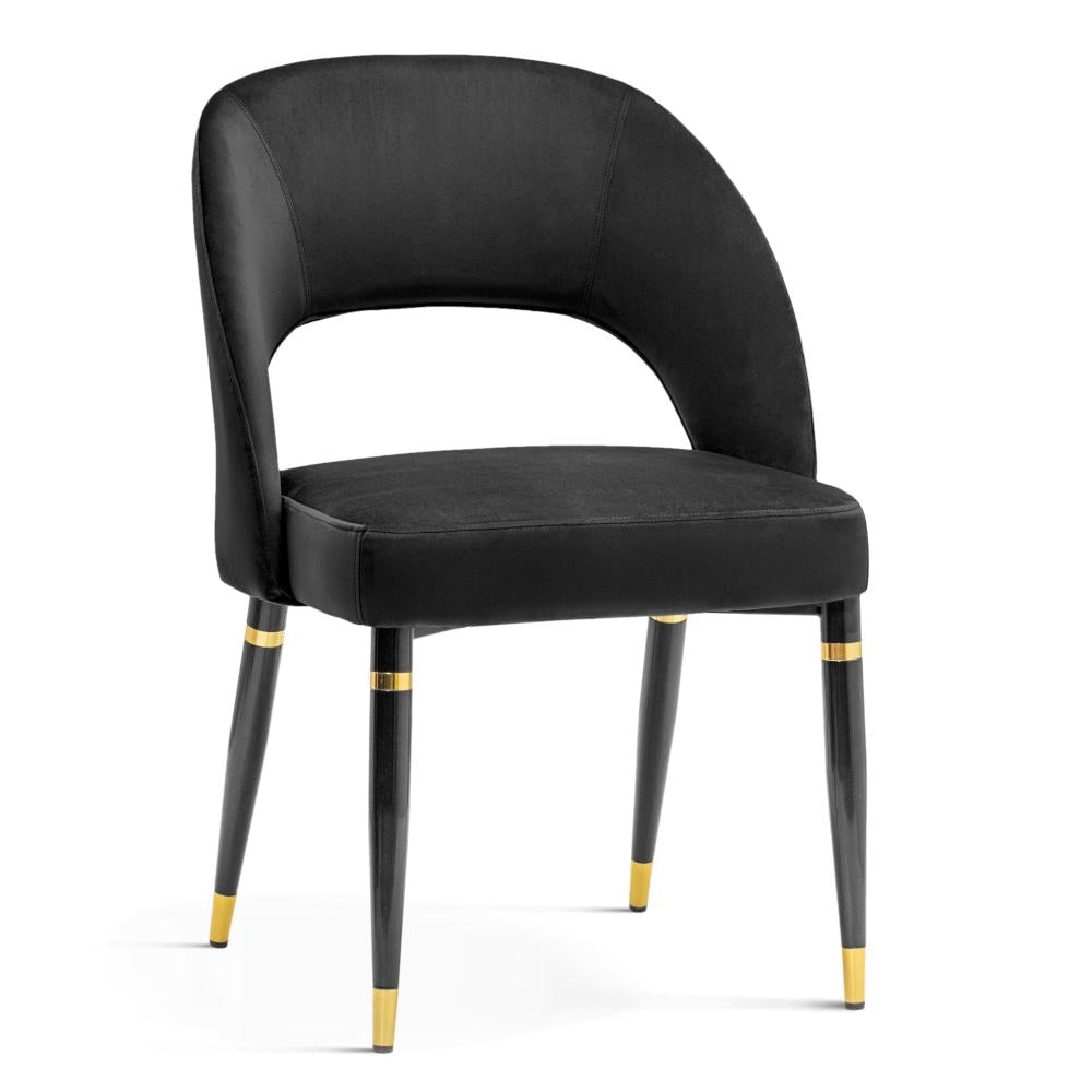 Design Chair | Black Velvet With Gold Base
