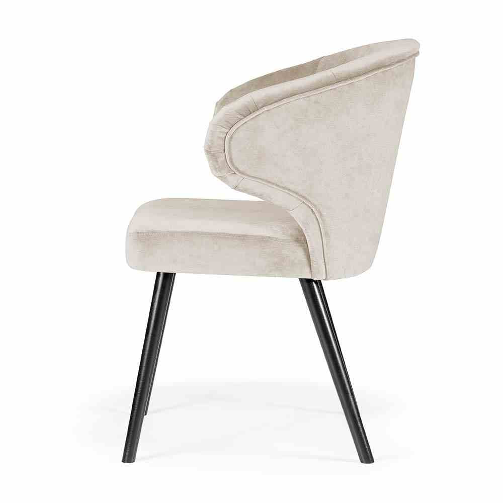 Design Stoel - Royal Chair - Ivoor Velvet - Black Legs