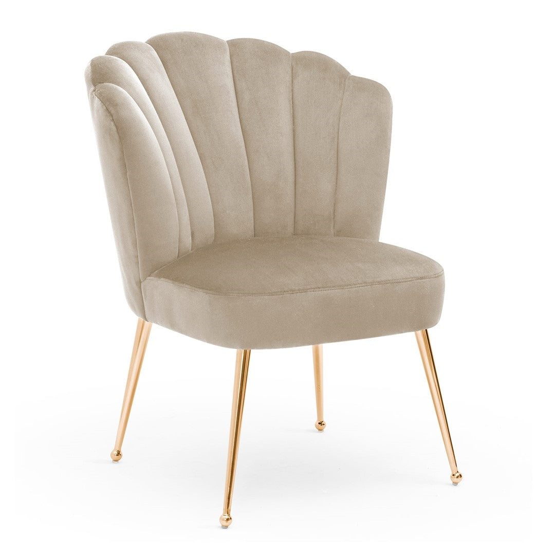 Design Stoel - Girls Chair - Beige Velvet - Gold Legs